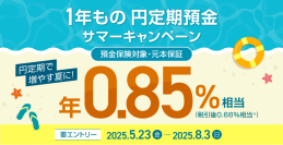 住信SBIネット銀行、「１年もの円定期預金　サマーキャンペーン」を開催