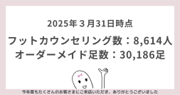 累計オーダーメイドシューズ、30,000足を突破！2025年３月末日のフットカウンセリング数、オーダー足数を発表