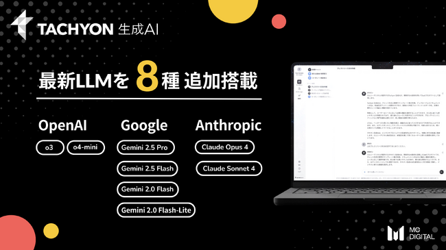 OpenAI・Google・Anthropicの最先端8モデルを法人向け生成AIサービス「Tachyon 生成AI」に搭載