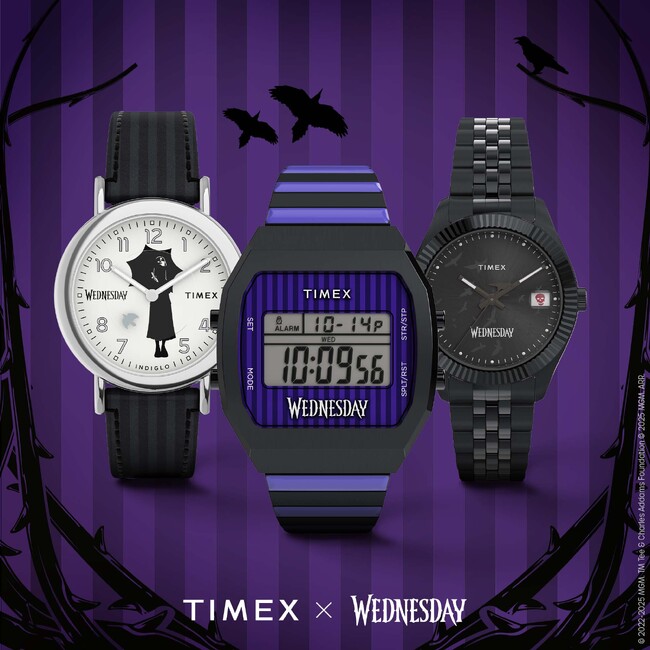 ティム・バートン監督が手がけるNetflix人気シリーズの時計が登場！Timex＜タイメックス＞x Wednesday＜ウェンズデー＞のコラボレーション時計、6月4日(水)に発売！