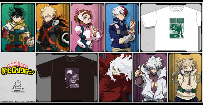 TVアニメ『僕のヒーローアカデミア』の新作Tシャツが、全国アニメイト・アニメイト通販にて6月28日より発売！　緑谷や死柄木たち7人のアニメ立ち絵＆名シーンを使用したデザインは必見!!