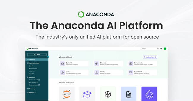 Anaconda、オープンソース対応企業向け統合AIプラットフォーム「Anaconda AI Platform」提供開始のお知らせ