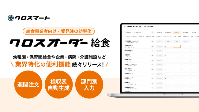 食品流通のDXを推進するクロスマート、「クロスオーダー給食」の提供開始