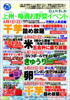 『上州・村の駅』 6月の毎週土日は「お野菜イベント」