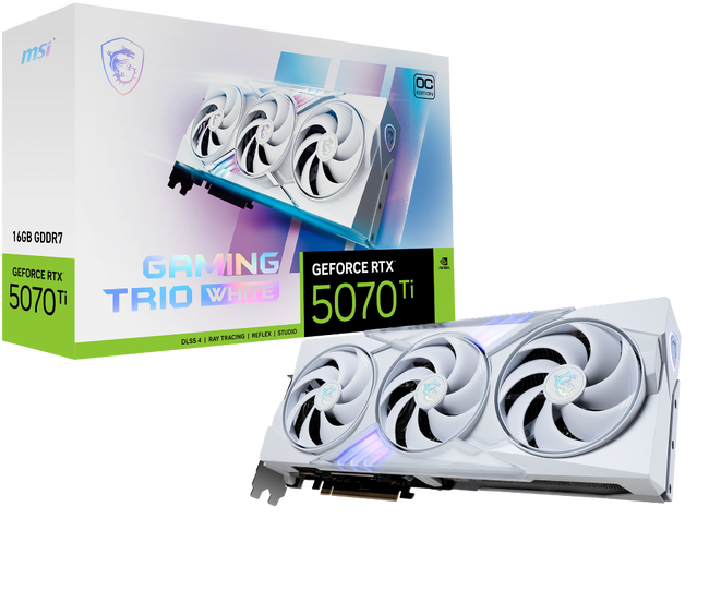 MSI、GeForce RTX(TM) 5070 Tiを搭載したグラフィックスカード「GeForce RTX(TM) 5070 Ti 16G GAMING TRIO OC WHITE」を発売