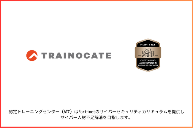 トレノケート株式会社がFortinet社の「Bronze winner of the Outstanding Achievement in Business Growth 2025」を受賞