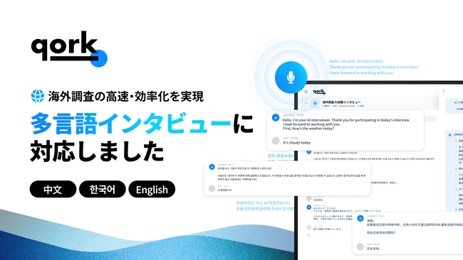 海外インタビュー調査を“24時間で30ss回収”-AIインタビュー・プラットフォーム「qork」、海外リサーチの高速化を実現