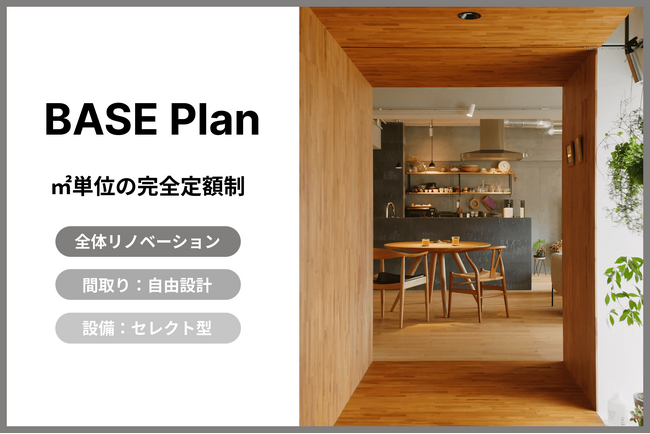 住宅購入の二大不安、価格高騰と不透明な費用体系を打破　【自由設計×定額制】のリノベプラン『BASE』誕生