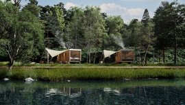 白樺湖畔に建つアースボート(イメージ) 白樺湖畔に建つアースボート(イメージ)