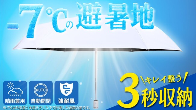 【強遮熱×UVカットで体感-7℃】3秒でキレイにたためる 晴雨兼用 進化系折りたたみ傘 