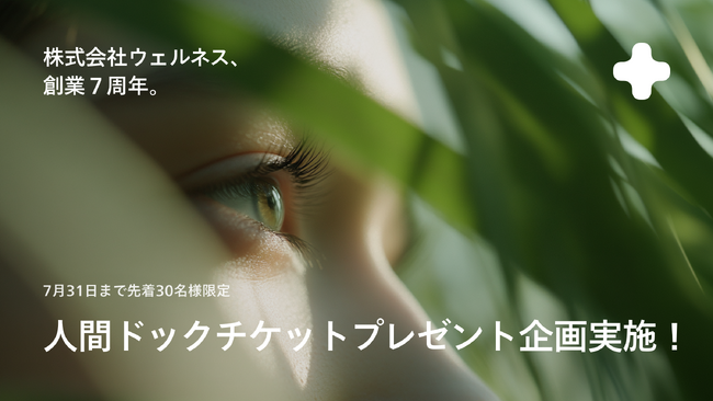 予防医療のウェルネス、創業7周年を記念して「“10万円相当”人間ドックチケットを30名様にプレゼント」キャンペーン実施