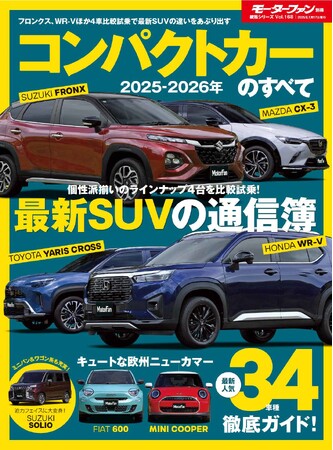 最新人気34車種 徹底ガイド！『2025-2026年　コンパクトカーのすべて 』発売！