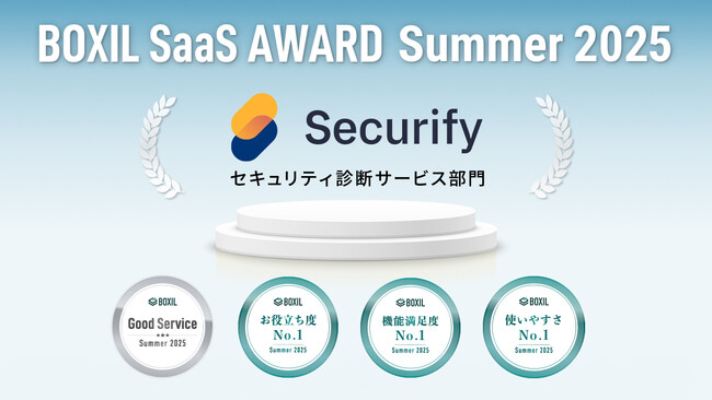 Securify、「BOXIL SaaS AWARD Summer 2025」セキュリティ診断サービス部門で「Good Service」他3つのNo.1を4期連続受賞