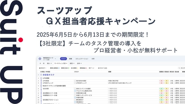 チームのタスク管理・プロジェクト管理ツール「スーツアップ」、GX担当者応援キャンペーン