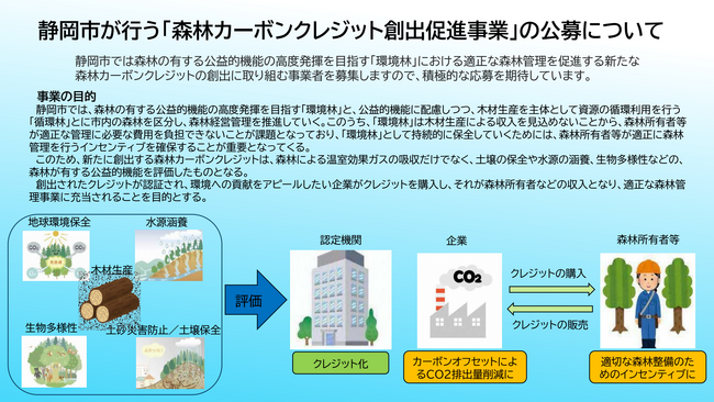 静岡市「森林カーボンクレジット創出促進事業」における「提案事業者」の募集開始