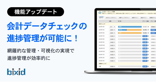経営支援クラウド「bixid（ビサイド）」、会計データのチェック状況を把握できる「会計データチェック管理」機能をリリース