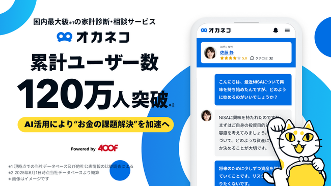 家計診断・相談サービス『オカネコ』累計ユーザー数120万人突破！