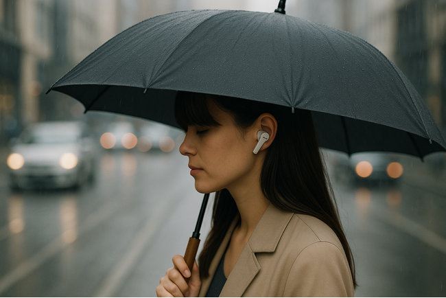 【梅雨時期のイヤホン使用実態調査】傘＋イヤホンの”ダブルの死角”による事故リスクとは？周囲の音が聞こえないことで「ヒヤリ」とした経験は4割