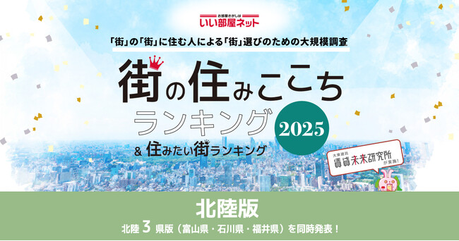 いい部屋ネット　街の住みここち＆住みたい街ランキング2025＜福井県版＞ランキング発表
