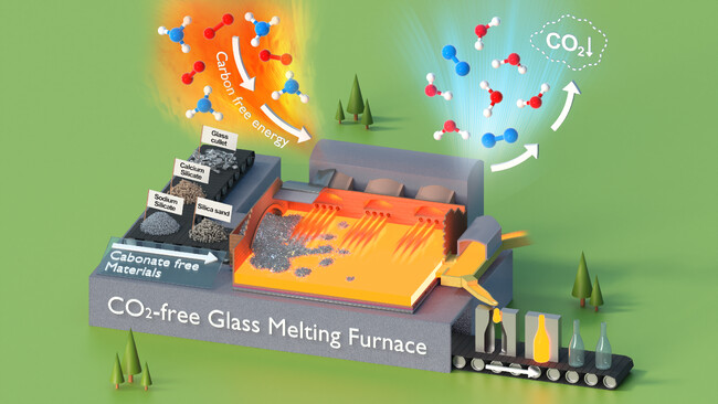 CO2排出ゼロの原料と燃料によるソーダ石灰ガラス溶融に成功