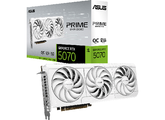 ASUSから、GeForce RTX 5070 ホワイトカラー トリプルファン搭載グラフィックボード『PRIME-RTX5070-O12G-WHITE』発売