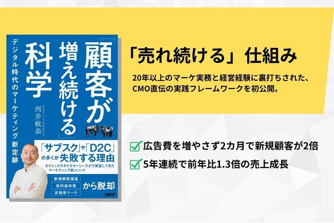 西井敏恭の新著「『顧客が増え続ける科学』　デジタル時代のマーケティング新定跡」を日経BPから出版