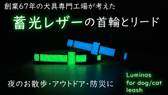 夜の散歩にもっと安心を。蓄光性のレザーを使用した犬猫用首輪「Luminas for dog/cat」Makuakeにて先行販売開始！