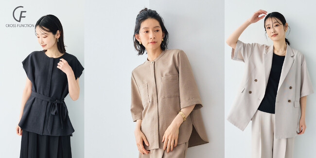 UVカット＆接触冷感機能を備えた高機能服 リネンライクでシワになりにくいCROSS FUNCTIONの大人気シリーズ「サマナチュラ」から新色「モカ」のブラウスを含む5型の追加販売を開始