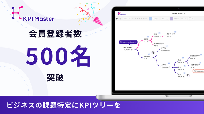 ロジックツリーで事業課題を可視化する「KPI Master」、会員登録者数が500名を突破