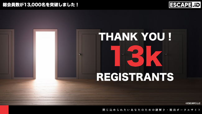 謎解き・脱出ゲームのチケットポータルサイト「ESCAPE.ID」のユーザー登録者数が13,000名を突破!