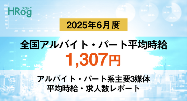 全国アルバイト・パート平均時給は「1,307円」【2025年6月度 アルバイト・パート 平均時給・求人数レポート】