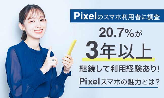 【Pixelのスマホ利用者に調査】20.7％が「3年以上」継続して利用経験あり！Pixelスマホの魅力とは？