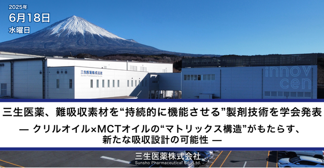 【三生医薬】難吸収素材を“持続的に機能させる”製剤技術を学会発表