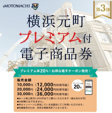 横浜元町プレミアム付電子商品券 第3弾の販売開始のお知らせ