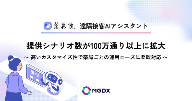 「薬急便 遠隔接客AIアシスタント」提供シナリオ数が100万通り以上に拡大