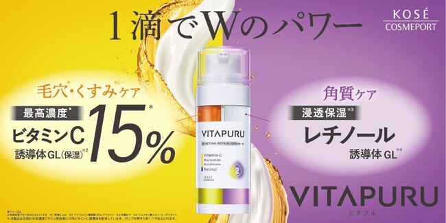 1滴でWのパワー　『ＶＩＴＡＰＵＲＵ(ビタプル)』2剤式容器の高機能美容液を7月22日より発売