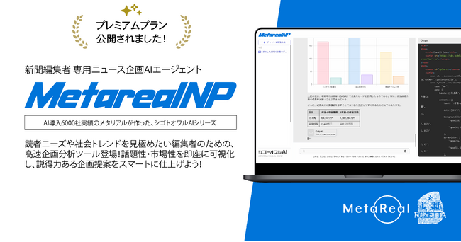 月額5万円で編集室に200回の閃きを。新聞編集AI『Metareal NP』プレミアムプランが6/25より始動