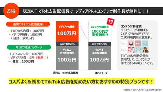 TikTok広告施策が実質半額に!?ライスカレーメディアPR×TikToK広告 オリジナルパッケージを2025年6月25日（水）より提供開始
