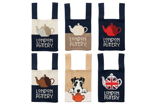 【紅茶好き必見】英国ティーポットブランド「LONDON POTTERY」から初のファッション雑貨が登場。ポットデザインのニットバッグ