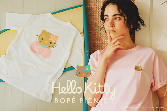 「ROPE' PICNIC×HELLO KITTY」初のコラボレーション！リゾートムード漂う日焼け「ハローキティ」との限定アイテムが全6型登場。