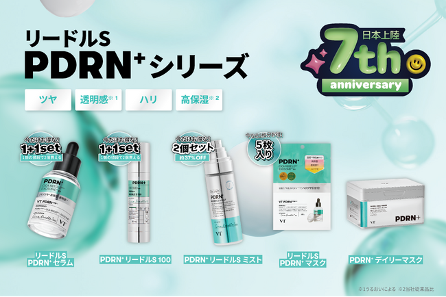 【VT日本上陸7周年記念】リードルS PDRN+シリーズがお得な1+1セットになって登場！全国のバラエティストア＆ドン・キホーテにて7月1日より順次販売開始