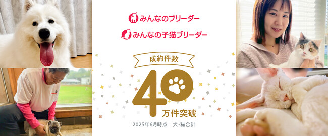 累計成約数40万件突破！ リリース15年で築いた信頼　みんなのブリーダー／みんなの子猫ブリーダー　次のステージへ