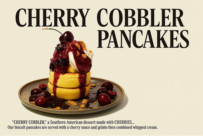 とろけるチェリーに、ひとめ惚れ。 チェリーパイをイメージした ≪Cherry cobbler pancakes≫を限定発売 