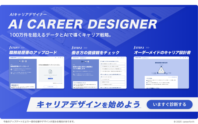 三井物産子会社でキャリア支援ツールを提供するキャリウム、AI活用の新機能「AIキャリアデザイナー」をリリース