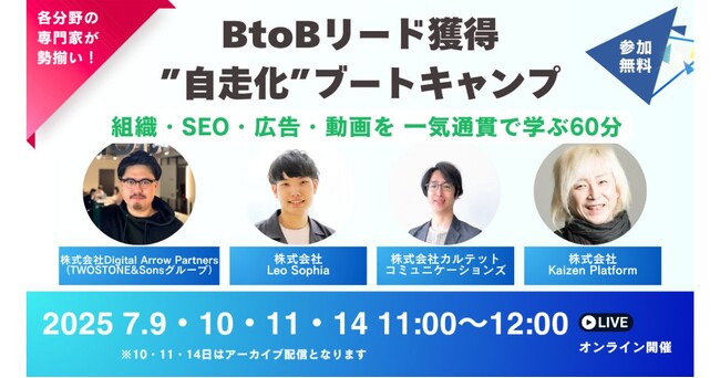 TWOSTONE&SonsグループDigital Arrow Partners、４社共催で「BtoBリード獲得“自走化”」セミナーを開催