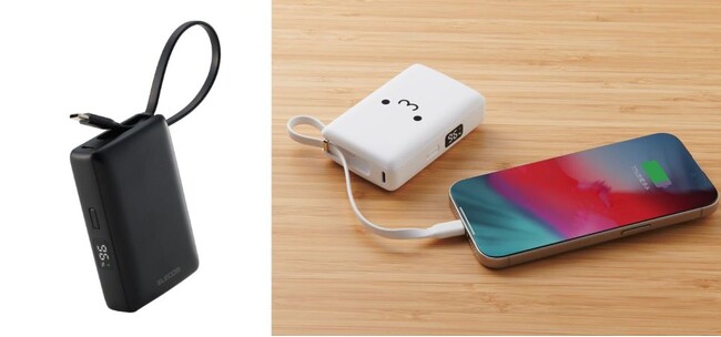 持ち運びに便利なケーブル一体型！電池残量を1％単位で確認できる最大出力30Wの10,000mAhケーブル一体型モバイルバッテリーを新発売