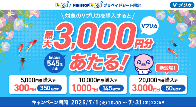 【Loppi限定】抽選で545名さまに最大3,000円分のＶプリカがあたる！