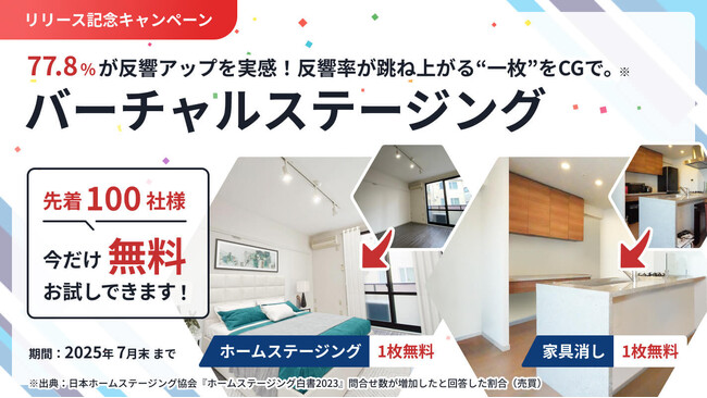 「不動産連合隊」運営のラルズネット、物件の空室写真にCGインテリアを追加する「バーチャルステージング」機能を新搭載