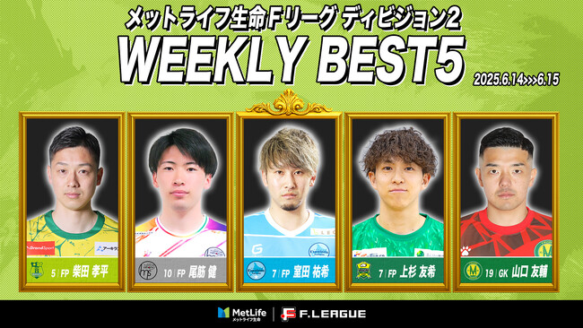 室田祐希（エスポラーダ北海道）が週間MVPに！第1節｜2025年6月14日～6月15日 週間ベスト5【メットライフ生命Ｆリーグ2025-26 ディビジョン2】