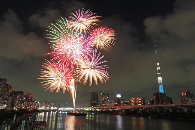 夏の東京の風物詩「隅田川花火大会」を冷房の効いた屋形船からゆったり鑑賞する観覧クルーズを販売いたします